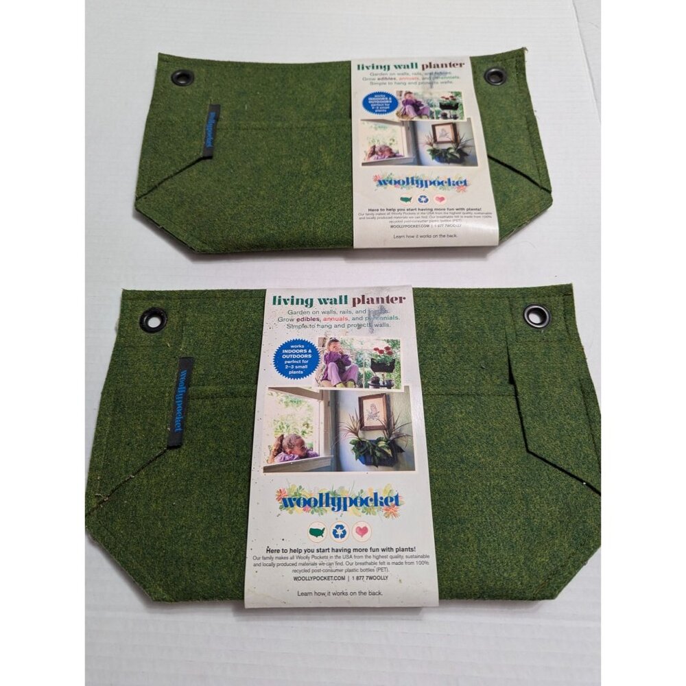 Wollypocket Living Wall Pocket green lot 2‎ 13x8 Minny Wally garden hanging